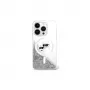 Karl Lagerfeld Liquid Glitter Karl & Choupette Head custodia MagSafe per iPhone 16 (trasparente)