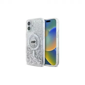 Karl Lagerfeld Liquid Glitter Karl Head custodia rigida MagSafe per Apple iPhone 16 6,1