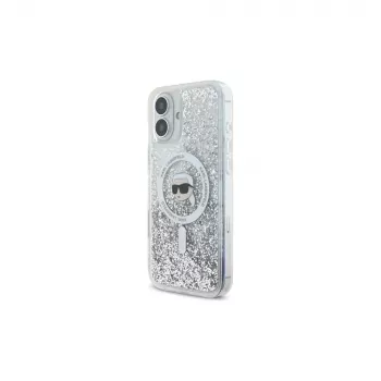 Karl Lagerfeld Liquid Glitter Karl Head custodia rigida MagSafe per Apple iPhone 16 6,1