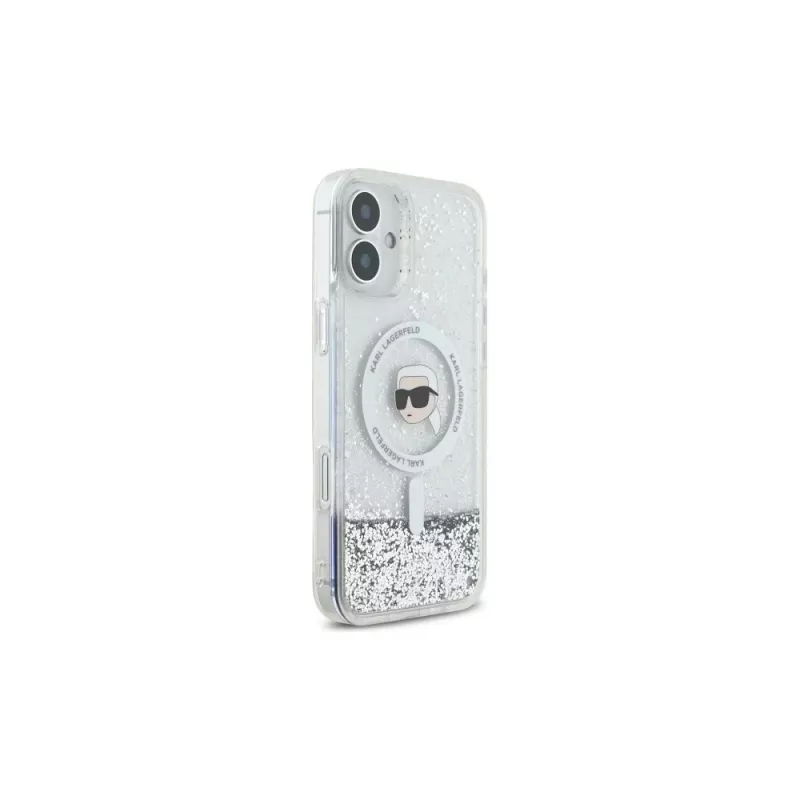 Karl Lagerfeld Liquid Glitter Karl Head custodia rigida MagSafe per Apple iPhone 16 6,1