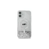 Karl Lagerfeld Liquid Glitter Karl Head custodia rigida MagSafe per iPhone 16 Plus, trasparente