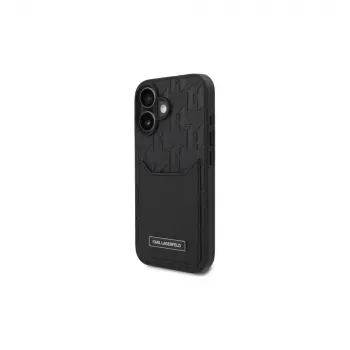 Karl Lagerfeld iPhone 16 6.1 custodia rigida con portacarte Monogram nero
