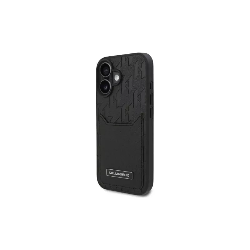 Karl Lagerfeld iPhone 16 6.1 custodia rigida con portacarte Monogram nero