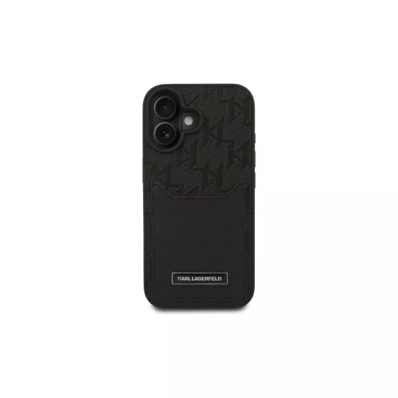 Karl Lagerfeld iPhone 16 6.1 custodia rigida con portacarte Monogram nero