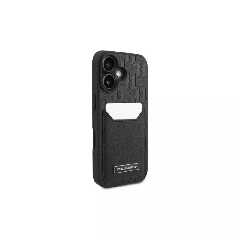 Karl Lagerfeld iPhone 16 6.1 custodia rigida con portacarte Monogram nero