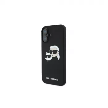 Karl Lagerfeld KLHMP16SSKCHPPLK iPhone 16 6.1 nero custodia rigida in silicone Double Heads Print MagSafe