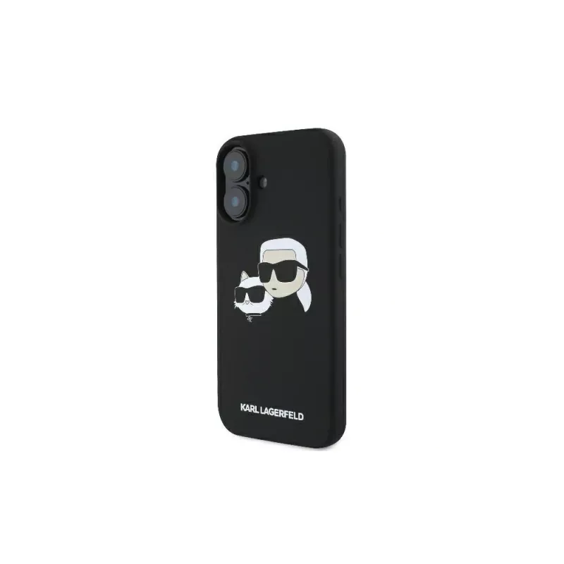 Karl Lagerfeld KLHMP16SSKCHPPLK iPhone 16 6.1 nero custodia rigida in silicone Double Heads Print MagSafe