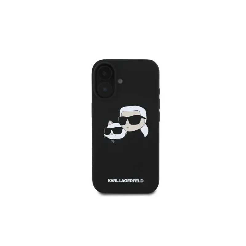 Karl Lagerfeld KLHMP16SSKCHPPLK iPhone 16 6.1 nero custodia rigida in silicone Double Heads Print MagSafe