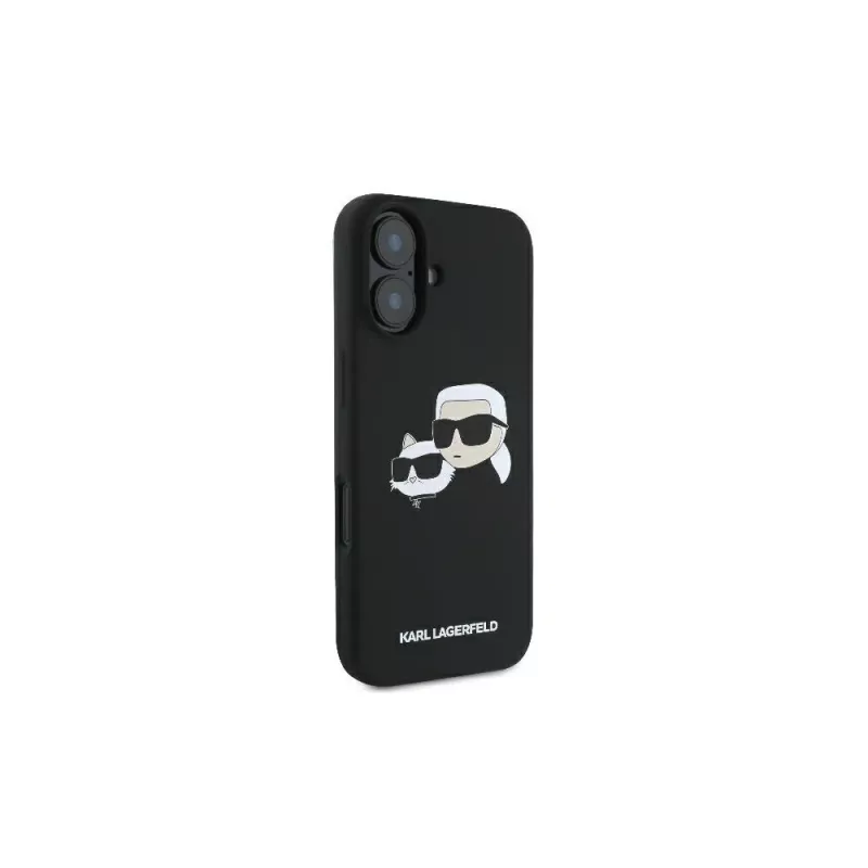 Karl Lagerfeld KLHMP16SSKCHPPLK iPhone 16 6.1 nero custodia rigida in silicone Double Heads Print MagSafe