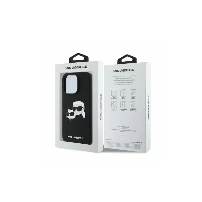 Karl Lagerfeld KLHMP16LSKCHPPLK iPhone 16 Pro 6,3 inch nero custodia rigida in silicone Double Heads Print MagSafe