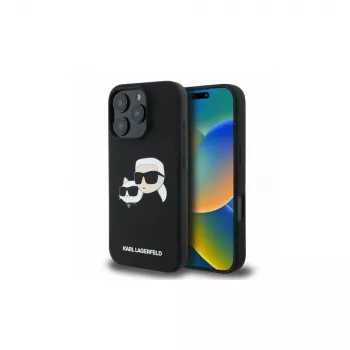 Karl Lagerfeld KLHMP16XSKCHPPLK iPhone 16 Pro Max 6,9 nero custodia rigida in silicone Double Heads Print MagSafe