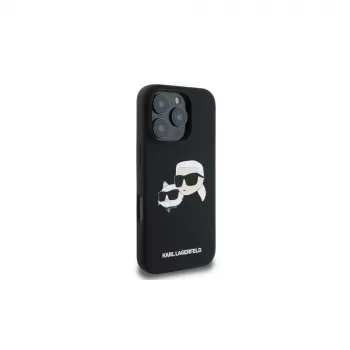 Karl Lagerfeld KLHMP16XSKCHPPLK iPhone 16 Pro Max 6,9 nero custodia rigida in silicone Double Heads Print MagSafe