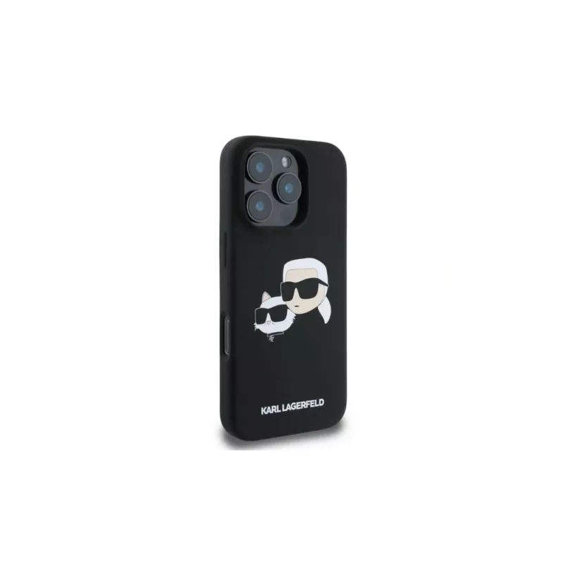 Karl Lagerfeld KLHMP16XSKCHPPLK iPhone 16 Pro Max 6,9 nero custodia rigida in silicone Double Heads Print MagSafe