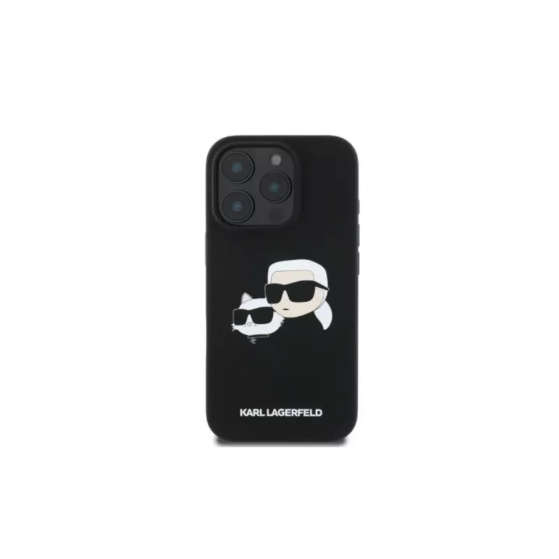 Karl Lagerfeld KLHMP16XSKCHPPLK iPhone 16 Pro Max 6,9 nero custodia rigida in silicone Double Heads Print MagSafe