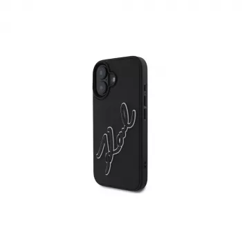 Karl Lagerfeld 3D Rubber Bicolor Signature custodia per iPhone 16 (nero)