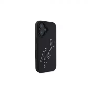 Karl Lagerfeld 3D Rubber Bicolor Signature custodia per iPhone 16 (nero)