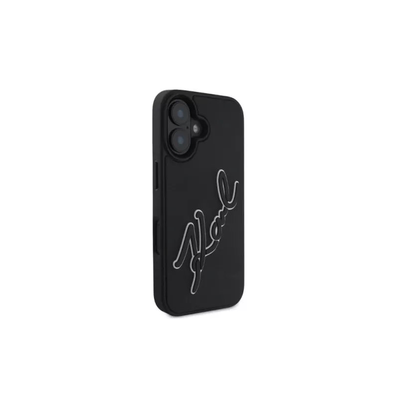 Karl Lagerfeld 3D Rubber Bicolor Signature custodia per iPhone 16 (nero)