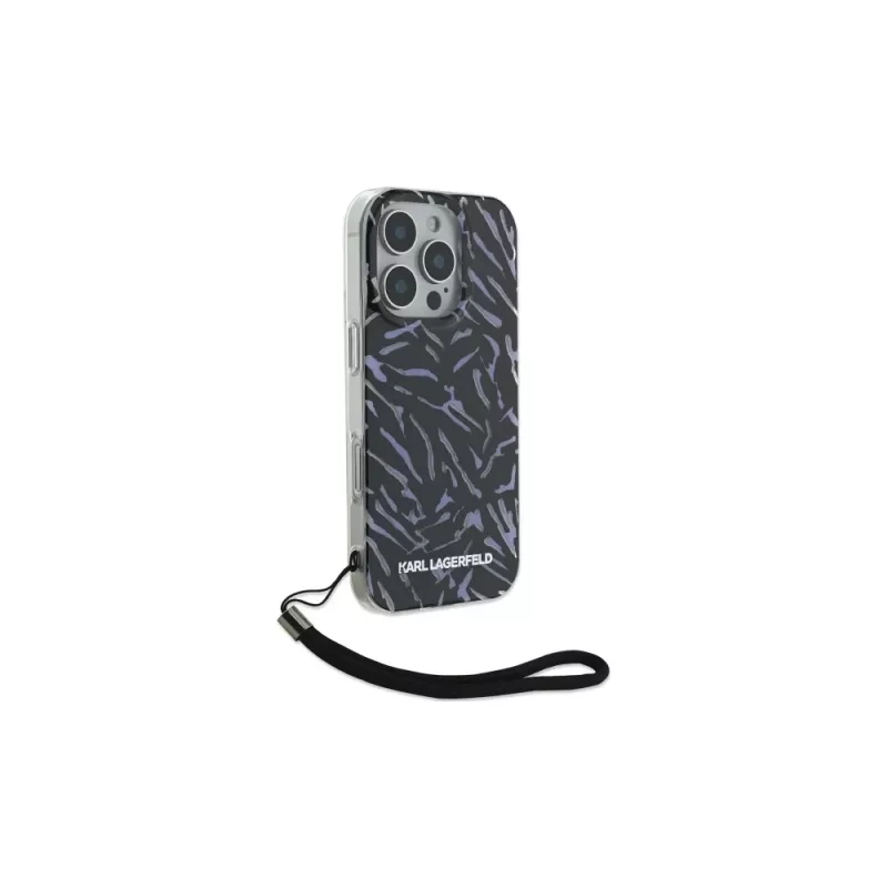 Karl Lagerfeld Zebra With Cord custodia per iPhone 16 Pro, viola