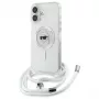 Karl Lagerfeld KLHMP16SHCKHNT iPhone 16 custodia rigida trasparente Crossbody IML Karl Head MagSafe