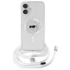 Karl Lagerfeld KLHMP16SHCKHNT iPhone 16 custodia rigida trasparente Crossbody IML Karl Head MagSafe
