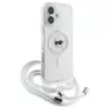 Karl Lagerfeld KLHMP16SHCKHNT iPhone 16 custodia rigida trasparente Crossbody IML Karl Head MagSafe