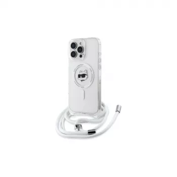 Karl Lagerfeld KLHMP16XHCCHNT iPhone 16 Pro Max 6.9 custodia rigida trasparente IML Choupette Head & Cord MagSafe