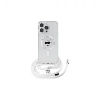 Karl Lagerfeld KLHMP16XHCCHNT iPhone 16 Pro Max 6.9 custodia rigida trasparente IML Choupette Head & Cord MagSafe