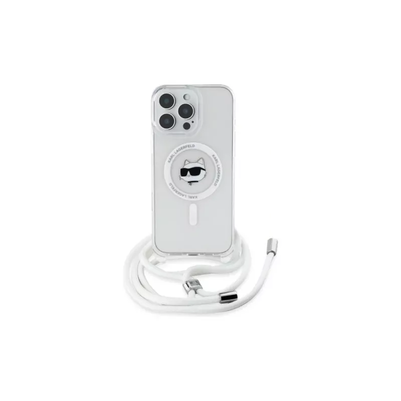 Karl Lagerfeld KLHMP16XHCCHNT iPhone 16 Pro Max 6.9 custodia rigida trasparente IML Choupette Head & Cord MagSafe