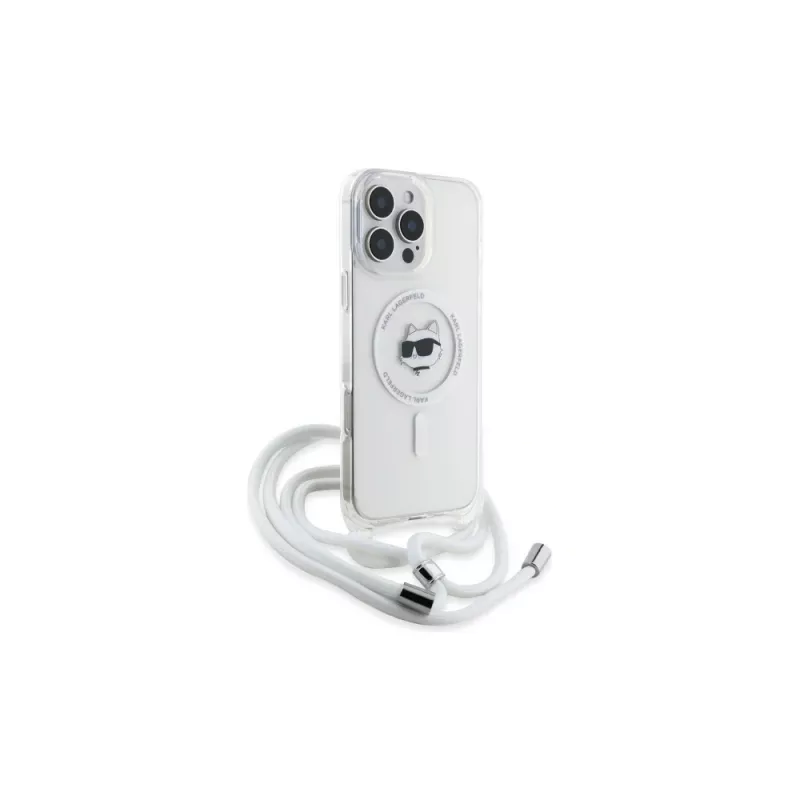 Karl Lagerfeld KLHMP16XHCCHNT iPhone 16 Pro Max 6.9 custodia rigida trasparente IML Choupette Head & Cord MagSafe