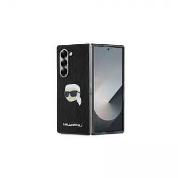 Karl Lagerfeld Saffiano Monogram Head Pin custodia rigida per Samsung Galaxy Z Fold6 - nero