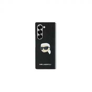 Karl Lagerfeld Saffiano Monogram Head Pin custodia rigida per Samsung Galaxy Z Fold6 - nero