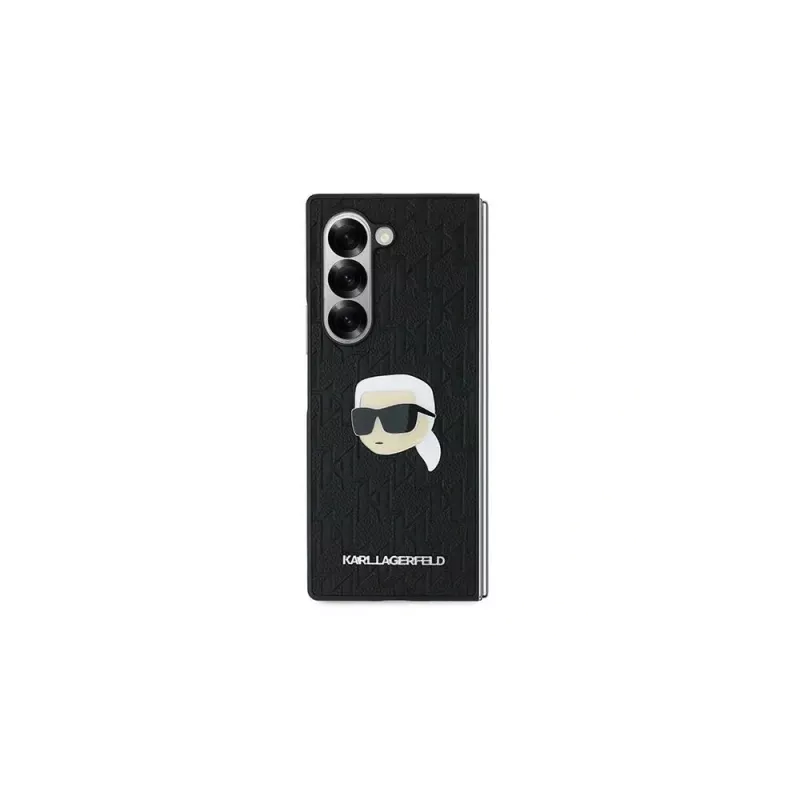 Karl Lagerfeld Saffiano Monogram Head Pin custodia rigida per Samsung Galaxy Z Fold6 - nero