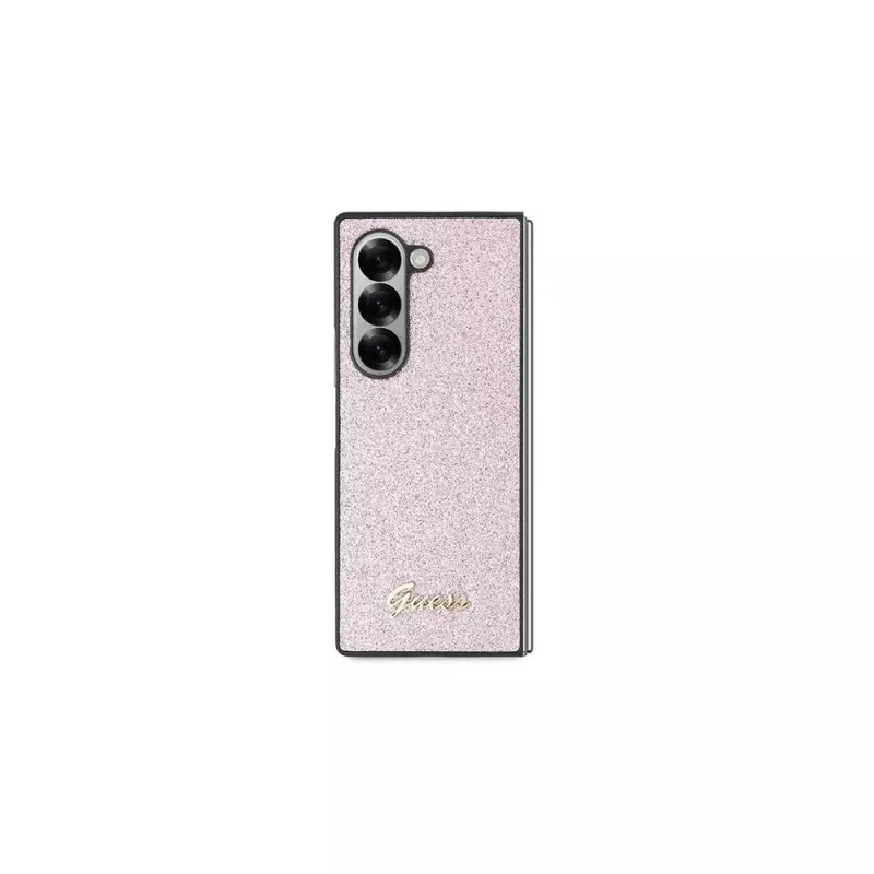 Guess GUHCZFD6HGGSHP Hard Case per Samsung Galaxy Z Fold6 (F956) - Rosa 4G Glitter Script