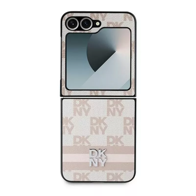 DKNY DKHCZF6PCPTSSP Custodia protettiva per Samsung Galaxy Z Flip 6 - motivo a quadri rosa con strisce