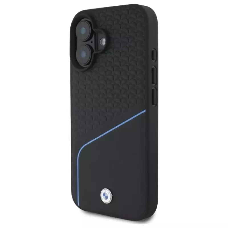 BMW Sign Leather Textured And Line custodia rigida MagSafe per Apple iPhone 16 6,1