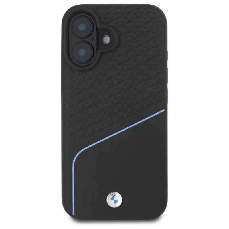 BMW Sign Leather Textured And Line custodia rigida MagSafe per Apple iPhone 16 6,1