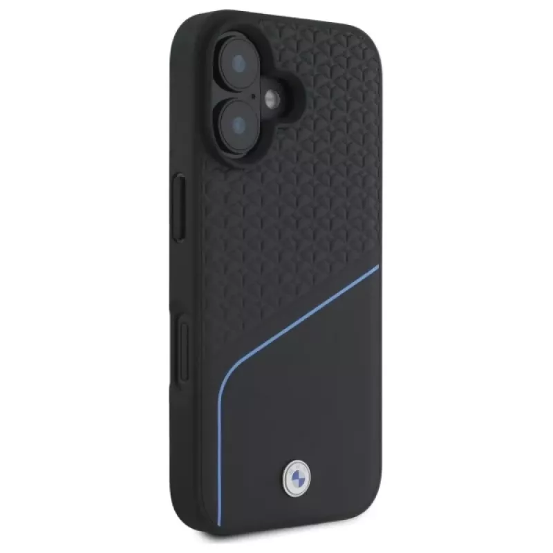 BMW Sign Leather Textured And Line custodia rigida MagSafe per Apple iPhone 16 6,1