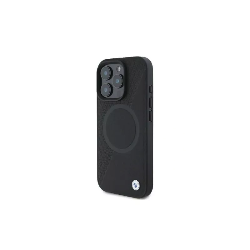 BMW BMHMP16L23RTPK iPhone 16 Pro 6.3 nero custodia rigida Sign Leather Half Textured And Circle MagSafe