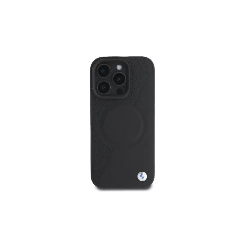 BMW BMHMP16L23RTPK iPhone 16 Pro 6.3 nero custodia rigida Sign Leather Half Textured And Circle MagSafe