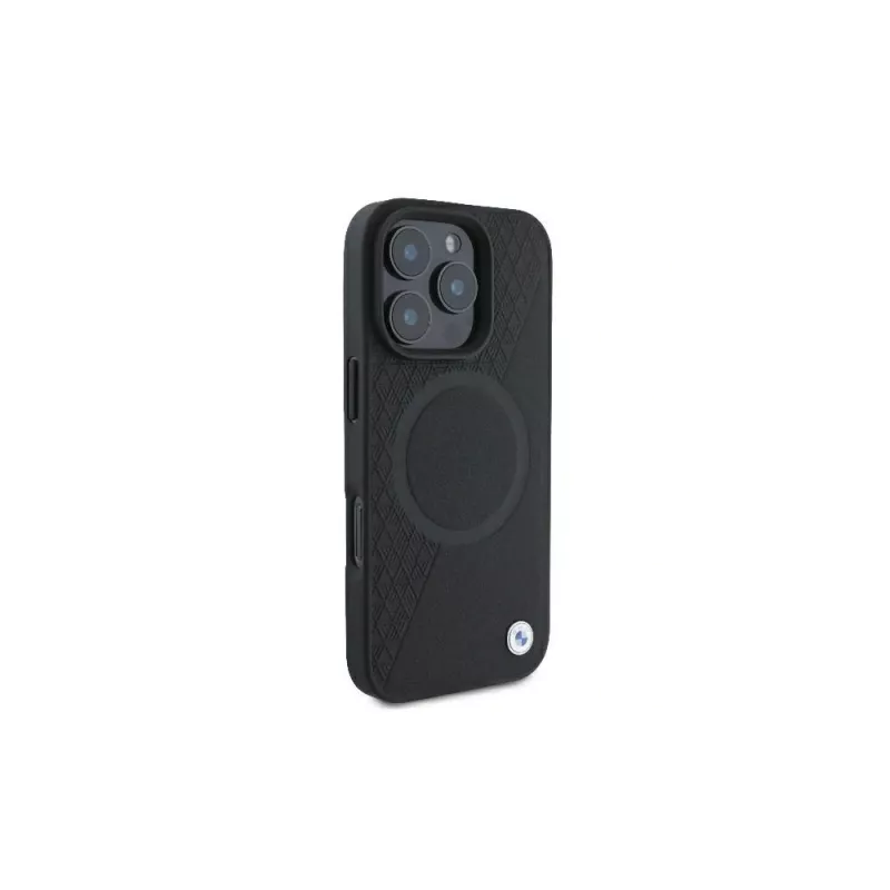 BMW BMHMP16L23RTPK iPhone 16 Pro 6.3 nero custodia rigida Sign Leather Half Textured And Circle MagSafe