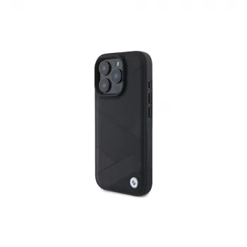 BMW Sign Leather Crossing Lines Pattern Hard Case per Apple iPhone 16 Pro 6,3