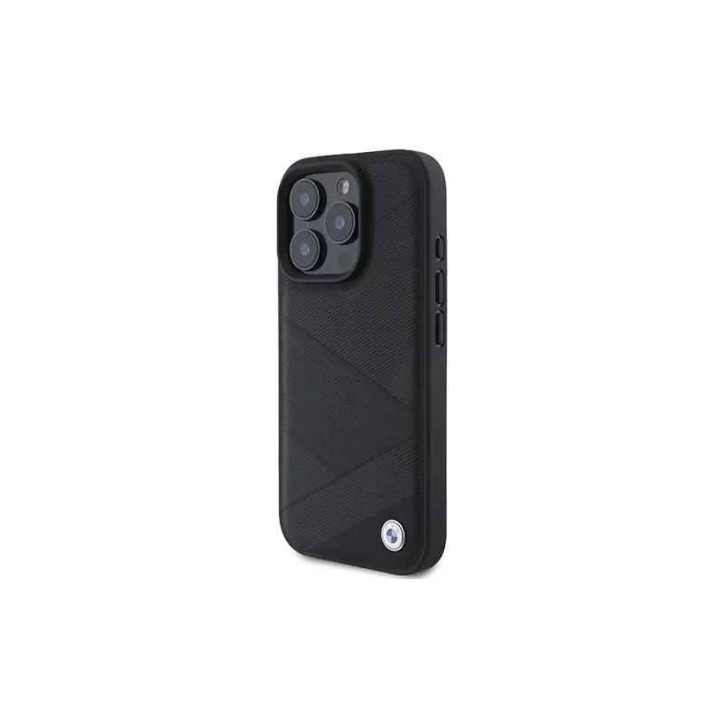 BMW Sign Leather Crossing Lines Pattern Hard Case per Apple iPhone 16 Pro 6,3