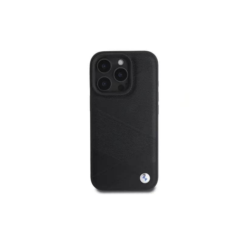 BMW Sign Leather Crossing Lines Pattern Hard Case per Apple iPhone 16 Pro 6,3