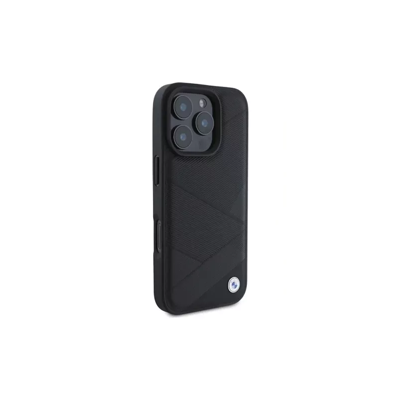 BMW Sign Leather Crossing Lines Pattern Hard Case per Apple iPhone 16 Pro 6,3
