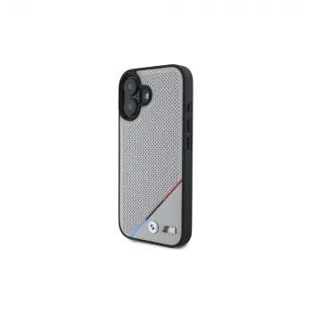 BMW M Perforated Tricolor Line custodia rigida MagSafe per Apple iPhone 16 6,1