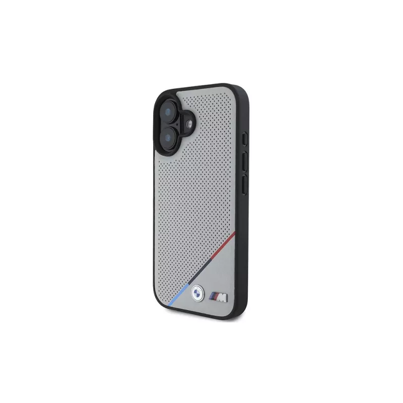BMW M Perforated Tricolor Line custodia rigida MagSafe per Apple iPhone 16 6,1