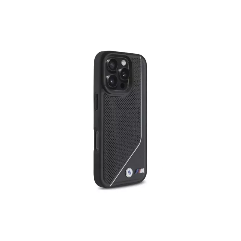 BMW M Perforated Twisted Line MagSafe Hard Case per iPhone 16 Pro (6,3 inch) - Nero