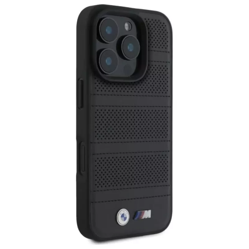 BMW M Perforated And Stitched Line MagSafe Hard Case per iPhone 16 Pro Max 6.9 nero