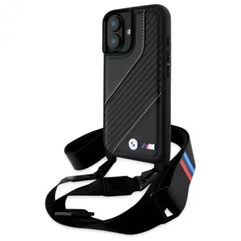 BMW M Edition Carbon Stripe & Strap custodia rigida per iPhone 16 6,1