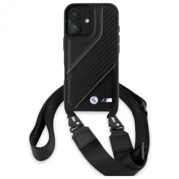 BMW M Edition Carbon Stripe & Strap custodia rigida per iPhone 16 6,1
